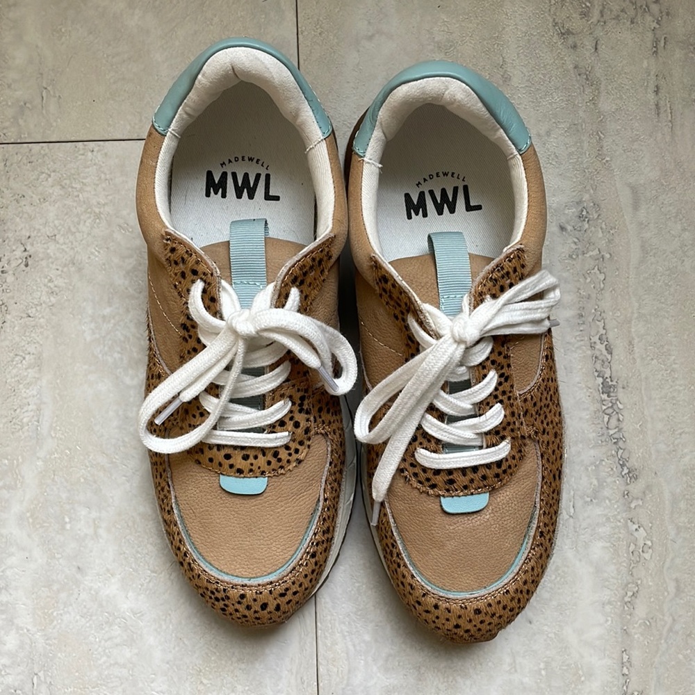 Madewell Kickoff Trainer Sneaker in Leopard Print Calf Hair